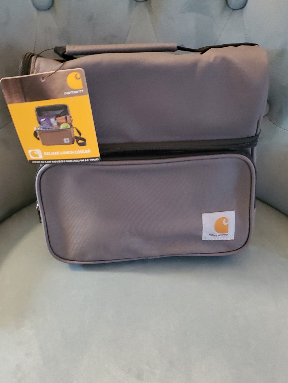 Carhartt Gray Two-Compartment Insulated Lunch Cooler